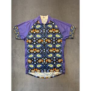 83 Cycling Brand 1/4Zip Shirt Back Pockets Beautiful Pattern Women’s Size Large